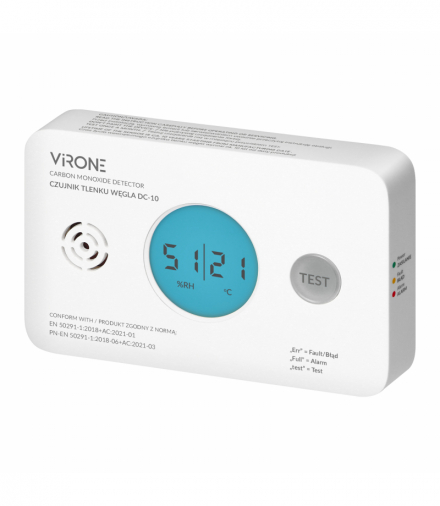 Bateryjny czujnik tlenku węgla (czadu), 2xAA, żywotność sensora 10 lat Orno DC-10