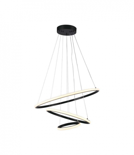 VT-7816-B 32W Dekoracyjna lampa wisząca LED ( D600+D400+D200 ), Barwa: ciepła 3000K, Obudowa: Czarna, 3880lm, 600x1000mm, V-TAC 8017