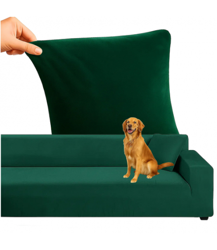 Pokrowiec na kanapę, 145-185cm, welur elastyczny, ciemno zielony butelkowy Ruhhy 26032 18292