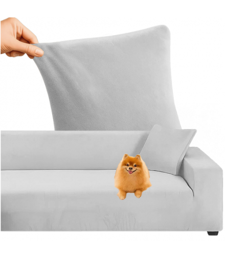 Pokrowiec na kanapę, 145-185cm, welur elastyczny, jasno szary Ruhhy 26035 18293