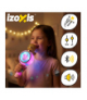Mikrofon do karaoke dla dzieci, bezprzewodowy, z głośnikiem bluetooth, kolorowe podświetlanie RGB, 4 tryby modulacji, funkcją magicznego głosu, USB-C, królik, różowy, Izoxis 27048 18785