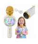 Mikrofon do karaoke dla dzieci, bezprzewodowy, z głośnikiem bluetooth, kolorowe podświetlanie RGB, 4 tryby modulacji, funkcją magicznego głosu, USB-C, królik, biały Izoxis 27047 18784