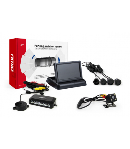 Zestaw czujników parkowania TFT02 4,3" z kamerą HD-315-LED 4 sensory czarne AMiO 02692