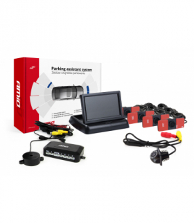 Zestaw czujników parkowania TFT02 4,3" z kamerą HD-305-LED 4 sensory czarne wewnętrzne AMiO 02706