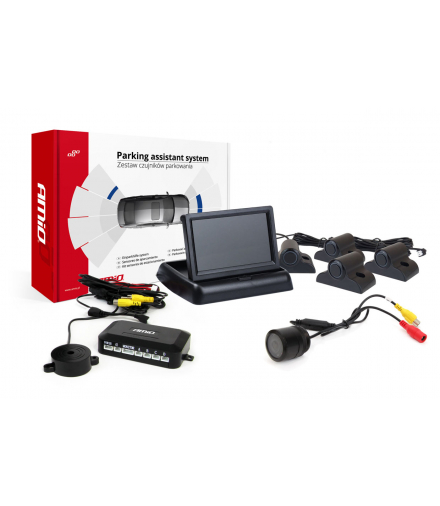 Zestaw czujników parkowania TFT02 4,3" z kamerą HD-301-IR 4 sensory czarne Truck AMiO 02732