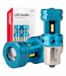 Żarówki LED CANBUS 1156 BA15S P21W R10W R5W 4SMD 1860 White 12V 24V AMiO 04252