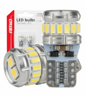 Żarówki LED CANBUS T10 W5W 16SMD 2SMD 3014 3030 White 12V 24V AMiO 04260