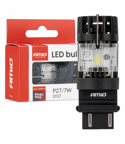 Żarówka LED LumiTec 3157 P27/7W 12V FULL CANBUS biała 1 szt. AMiO 04691
