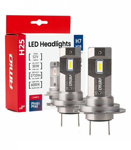 Żarówki samochodowe LED seria H25 CANBUS H7 H18 12V 30W AMiO 04712