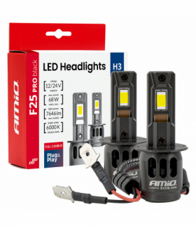 Żarówki samochodowe LED seria F25 PRO BLACK FULL CANBUS H3 68W 12V 24V AMiO 04718