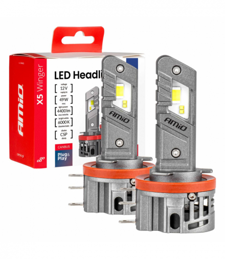 Żarówki samochodowe LED X5 WINGER H15 49W 6000K CANBUS AMiO 04685