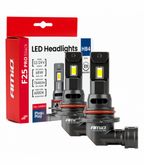 Żarówki samochodowe LED seria F25 PRO BLACK FULL CANBUS HB4 68W 12V 24V AMiO 04723