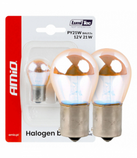 Żarówki halogenowe PY21W 12V 21W BAU15S LumiTec pomarańczowe chrom 2szt. AMiO 04627