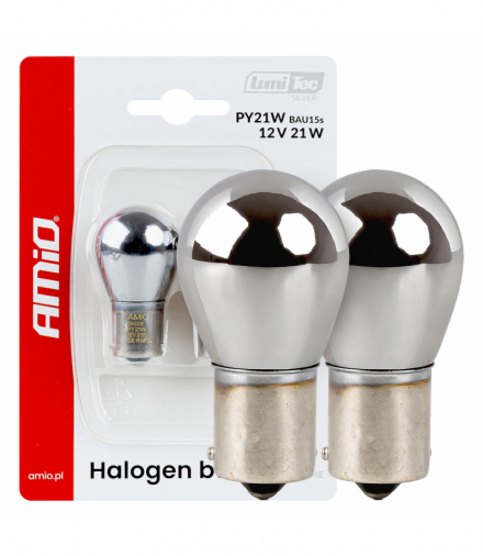 Żarówki halogenowe PY21W 12V 21W BAU15S LumiTec chrom pomarańczowe 2szt.AMiO 04629