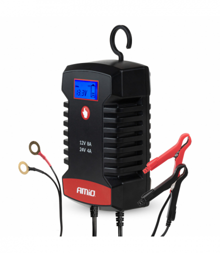 Prostownik cyfrowy AGM GEL STD LFP MAX 8A 12V 24V PRO HOOK AMiO 04533