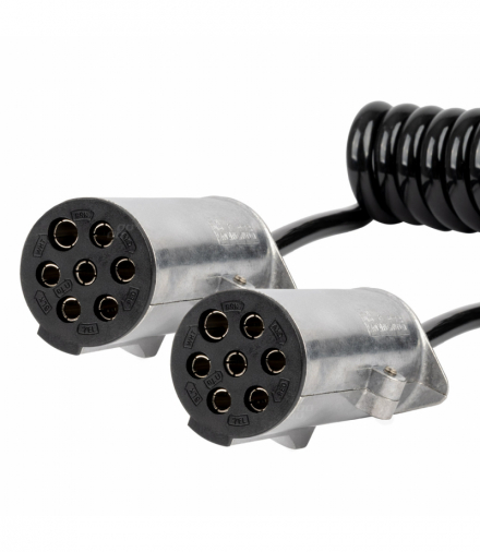 Przewód spiralny naczepy TIR 2x 7 PIN typ N 5m 24V, rozciągalny AMiO 04379