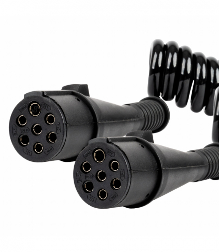 Przewód spiralny naczepy TIR 2x 7 PIN typ N 5m 24V, rozciągalny AMiO 04380