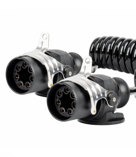 Przewód spiralny naczepy TIR 2x 7 PIN typ EBS 5m 24V rozciągalny AMiO 04383
