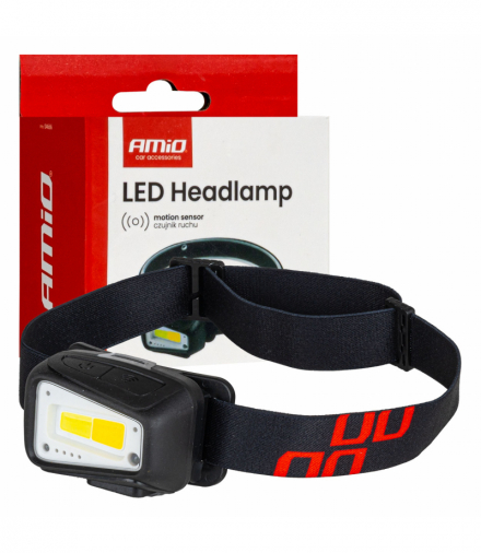 Latarka czołowa akumulatorowa z czujnikiem ruchu COB 1800mAh (BATT) AMiO 04666