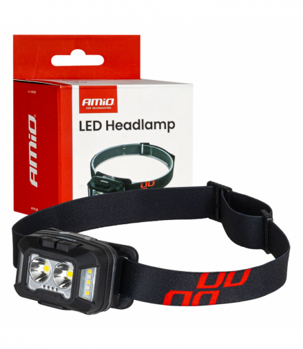 Latarka czołowa akumulatorowa 2xXPG+10SMD 1800mAh SUPER BRIGHT (BATT) AMiO 04668