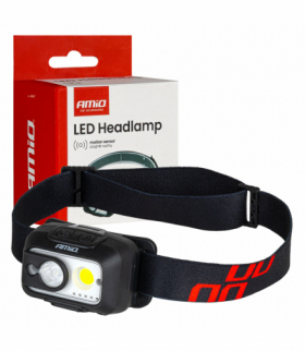 Latarka czołowa akumulatorowa z czujnikiem ruchu XPG+COB 1800mAh (BATT) AMiO 04667