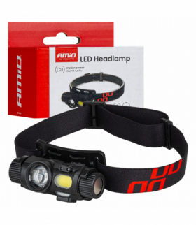 Latarka czołowa akumulatorowa z czujnikiem ruchu XPG+COB 1200mAh (BATT) AMiO 04662