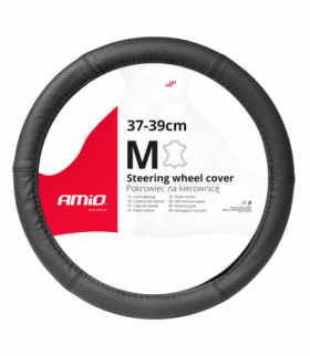 Pokrowiec skórzany perforowany nakładka na kierownicę samochodową M 37-39cm SWC-50-M AMiO 03556