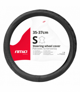 Pokrowiec skórzany pikowany nakładka na kierownicę samochodową S 35-37cm SWC-51-S AMiO 03560