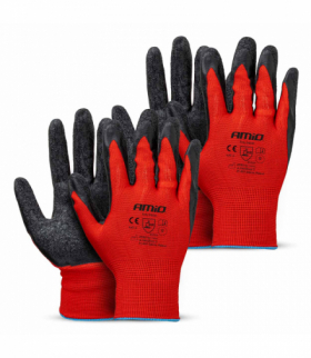Rękawice ochronne poliestrowe powlekane lateksem rozmiar 9 2121X 4szt. AMiO 04636