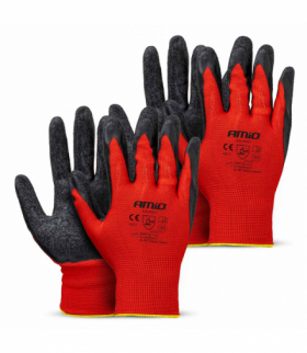 Rękawice ochronne poliestrowe powlekane lateksem rozmiar 10 2121X 4szt. AMiO 04637