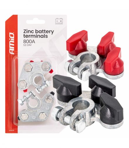 Klemy zaciski akumulatora ocynkowane 800A 2 szt. AMiO 04391
