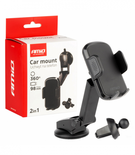 Uchwyt do samochodu na telefon szybę kokpit kratkę regulowany AMiO 04136