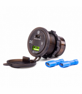 Wodoodporna ładowarka z gniazdami USB i testerem napięcia + USB-C 12V 24V MOD-07 AMiO 02857