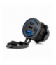 Ładowarka samochodowa z gniazdami USB wodoodporna z włącznikiem USB + 2x USB-C QC3.0 12V 24V AMiO 04596