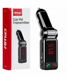 Transmiter samochodowy FM składany 2×USB-A 12V 24V AMiO 04650