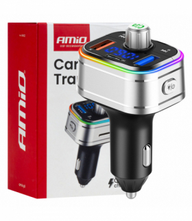 Transmiter samochodowy FM 2×USB-A 1×USB-C microSD 12V 24V AMiO 04652