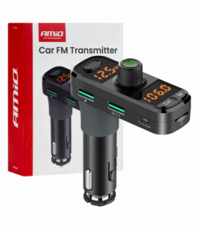 Transmiter samochodowy FM 2×USB-A 1×USB-C mircoSD 12V 24V AMiO 04653