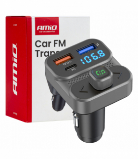 Transmiter samochodowy FM 2×USB-A 1×USB 12V 24V AMiO 04649