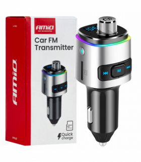 Transmiter samochodowy FM 2×USB-A microSD 12V 24V AMiO 04654