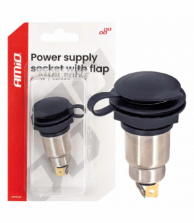 Dodatkowe gniazdo zasilania z klapką skręcane 250W 12V 24V AMiO 04462