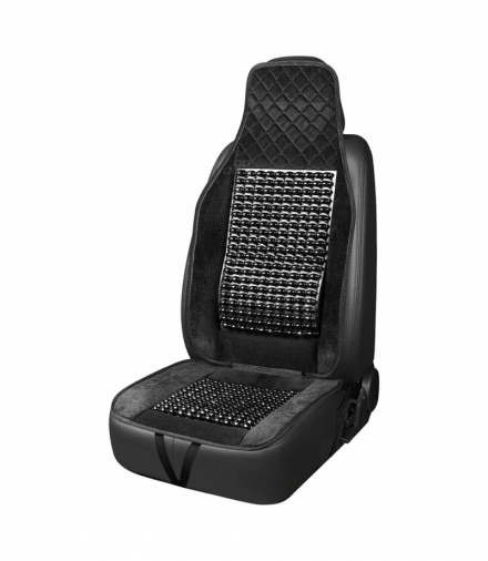 Mata na siedzenie fotel koralikowa czarna koraliki do samochodu 45x120cm CSM-16 AMiO 04429