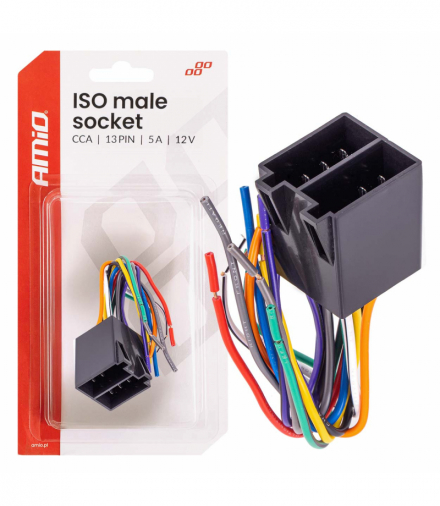 Zintegrowane złącze męskie ISO CCA 13PIN 5A 12V AMiO 04445