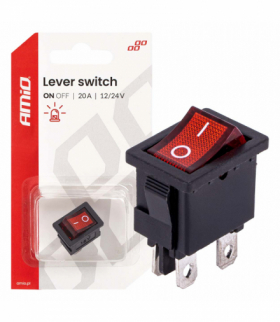 Włącznik kołyskowy z czerwonym podświetleniem 20A 12V 24V AMiO 04440