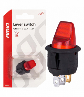 Włącznik dźwigniowy z czerwonym podświetleniem 20A 12V AMiO 04438