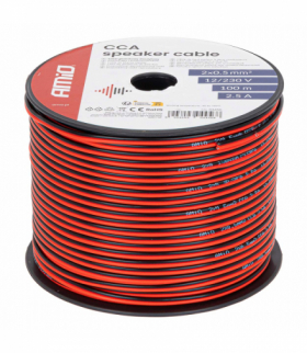 Kabel głośnikowy dwużyłowy CCA 2x0.5mm2 100m 2.5A AMiO 04456