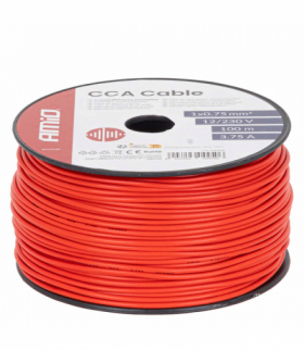 Przewód jednożyłowy czerwony CCA 1x0.75mm2 100m 3.75A 12/230V AMiO 04450