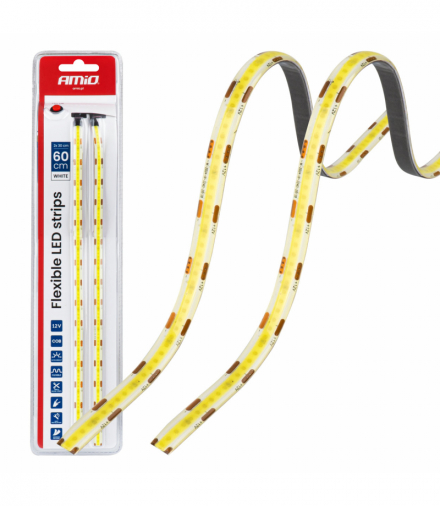 Paski LED COB do samochodu białe 2x30cm 12V AMiO 04569