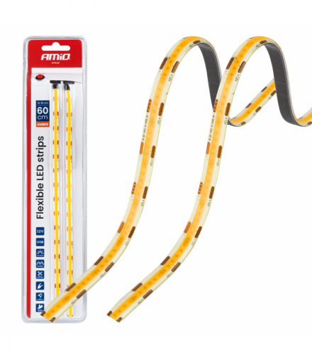 Paski LED COB do samochodu pomarańczowe 2x30cm 12V AMiO 04572
