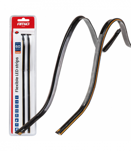 Paski LED COB do samochodu boczne pomarańczowe 2x30cm 12V AMiO 04574