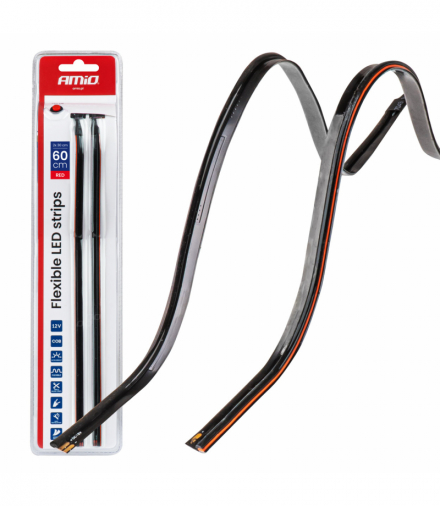 Paski LED do samochodu boczne czerwone 2x30cm 12V AMiO 04576